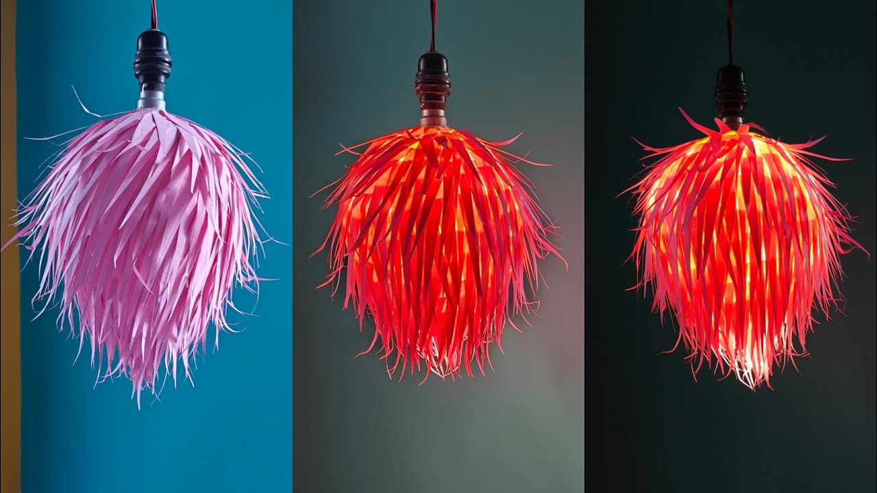 DIY paper lamp making idea at home/paper light lamp/wall decorative idea/paper lantern/DIY crafts