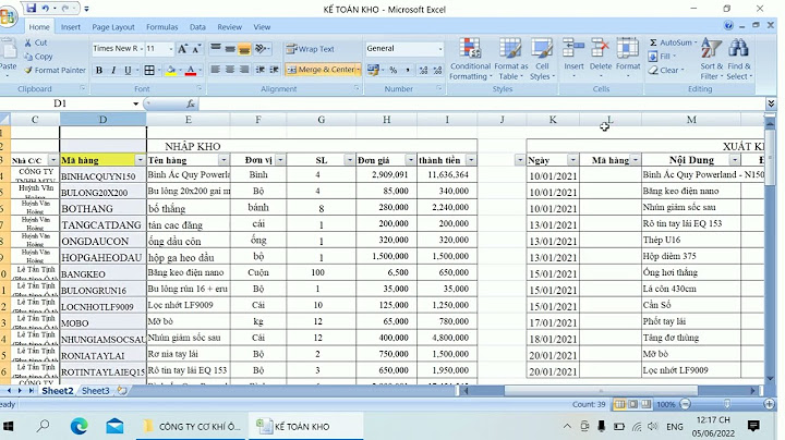 1 số hàm trong excel dùng trong kế toán kho năm 2024