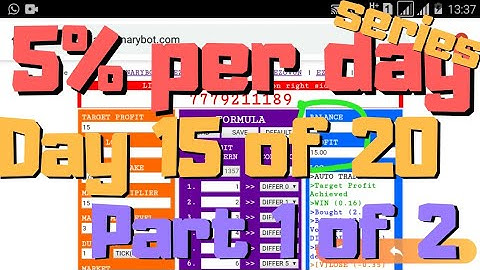 PROFIT 5% DAILY SERIES : DAY 15 OF 20, PART 1 OF 2. BINARY TRADING BOT SAFE & CONSISTENT.