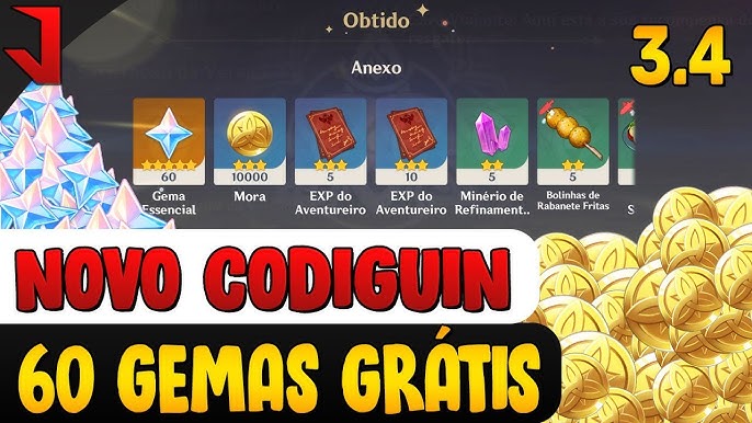 Códigos de Genshin Impact da atualização 3.4 (Primogems, Mora e mais  grátis) - PS Verso