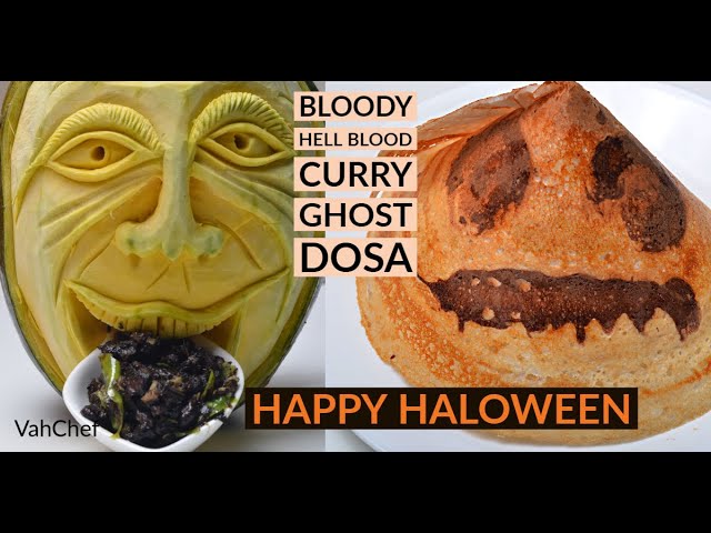 Halloween - Bloody Blood Recipe With Ghost Dosa - Killer Halloween Recipe - pumpkin Carving | Vahchef - VahRehVah