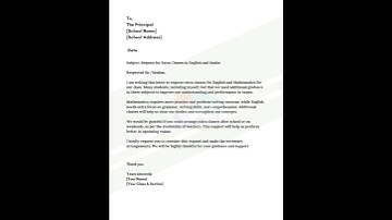 Request for Arranging Extra Classes in English and Maths #formalletter #shorts