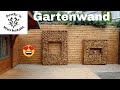 Mauer im Garten verschönern - Holzrahmen mit Holzscheiten / Deko diy