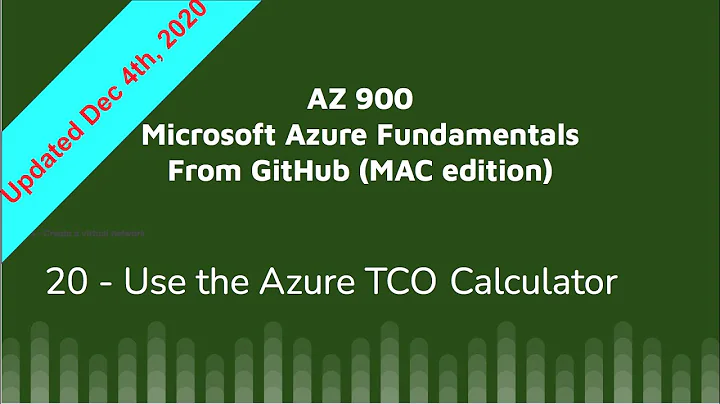 AZ 900 Github 20: Use The Azure TCO Calculator - Dec 2020 Mac Edition Hands On Lab
