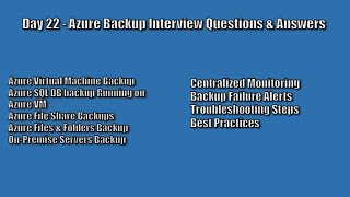Day 22 - Azure Backup Interview Questions & Answers - MARS AGENT