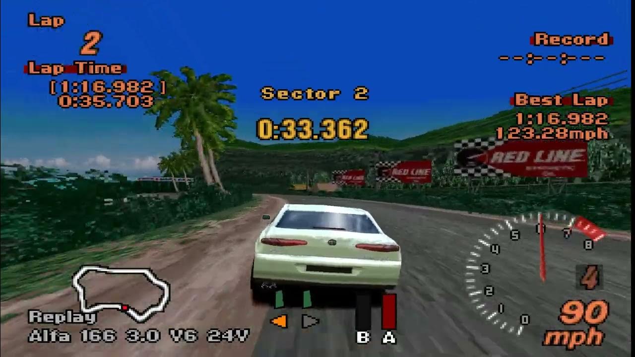 Gran Turismo 2 Stock Laps Tahiti Road ( Alfa 166 3.0 V6 24V ) 116.982