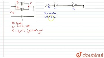 Two idential capacitors are joined in parallel, charged to a potential V and then separated and ...