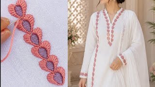 Hand Embroidery Handkerchief stitches // Heart Shape Stitch for Beginners /Stitch Embroidery Design