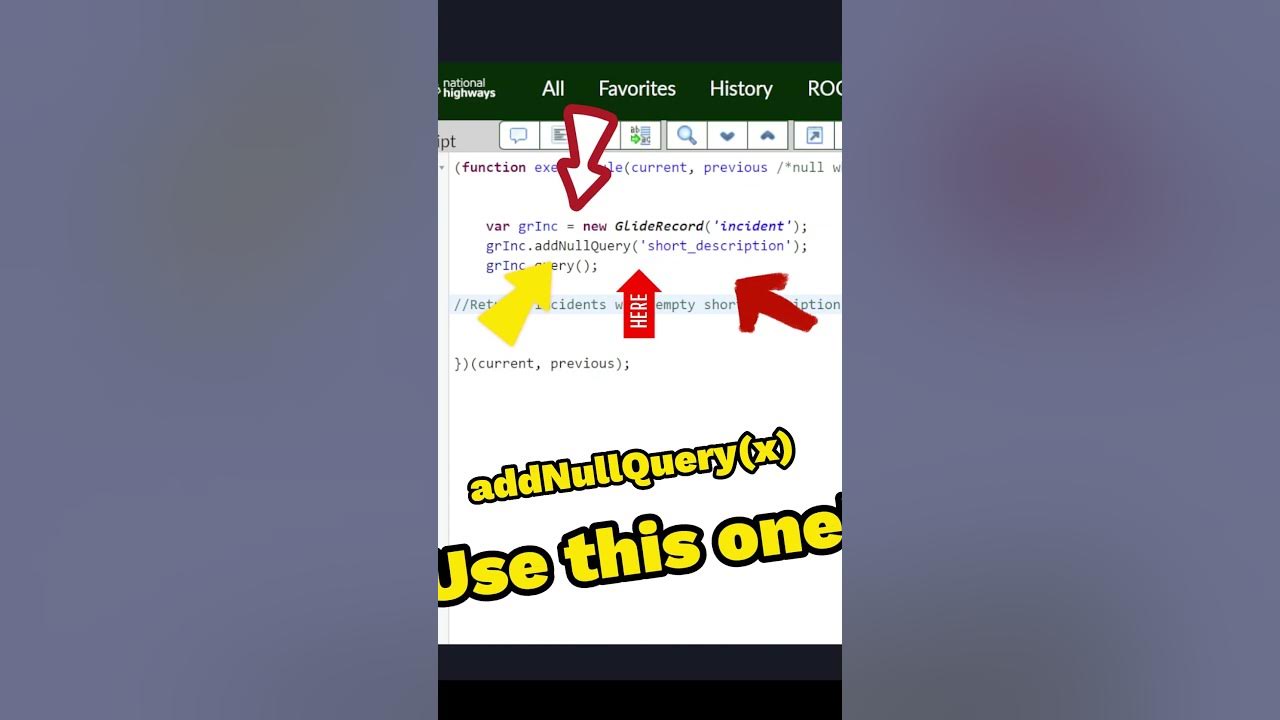 Use addnullquery x in favour of addquery x in servicenow youtube
