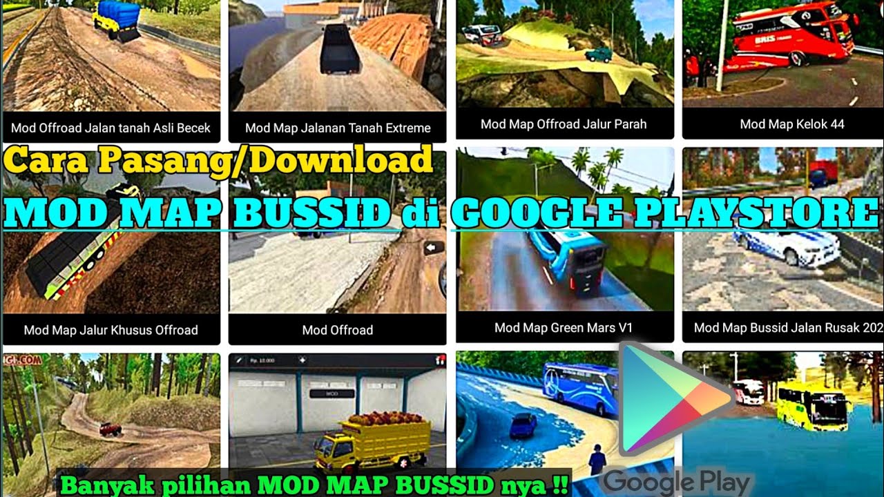 TUTORIAL LENGKAP Cara pasang / Download MOD MAP BUSSID di PLAYSTORE !! Banyak pilihan mod map nya !