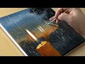 How to draw a rainy night  acrylic painting for beginners  step by step