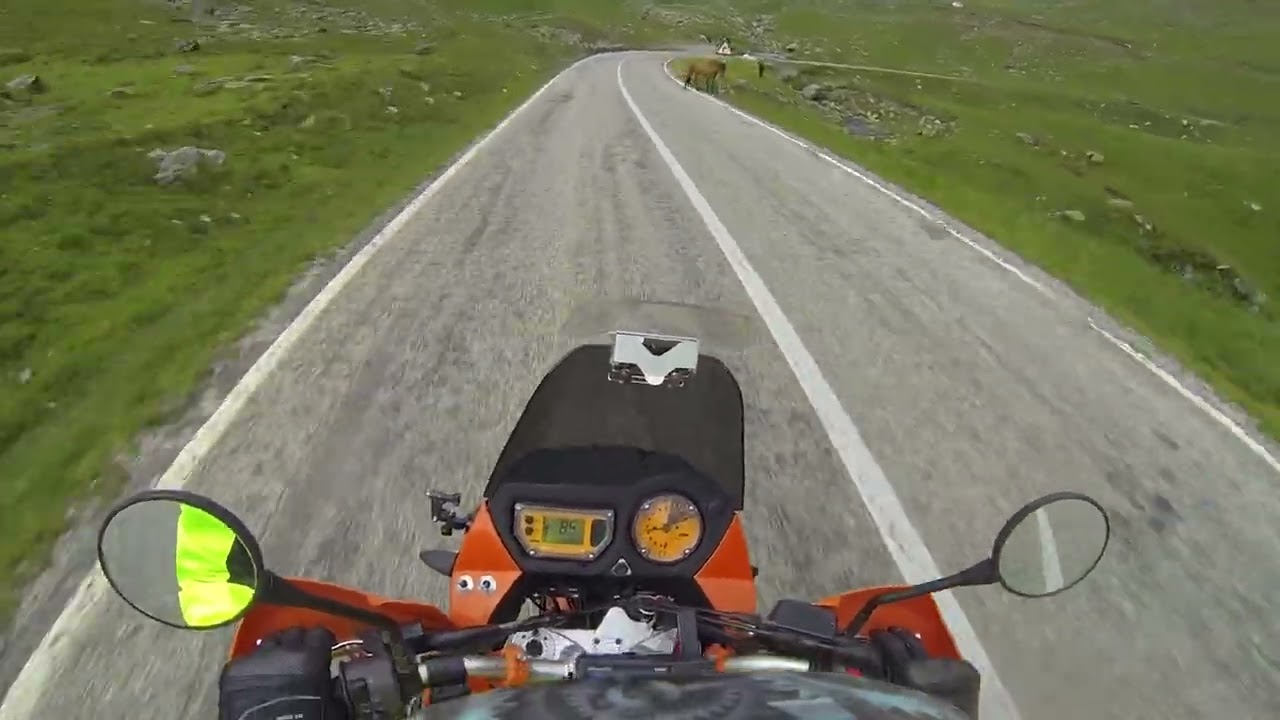 Upper side of the romanian famous Transfagarasan, on board of a KTM 990 Adventure.