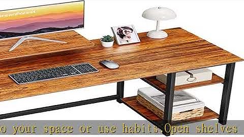 GreenForest Small Computer Desk with Monitor Stand and Reversible Storage Shelves,39 inch Home Offi