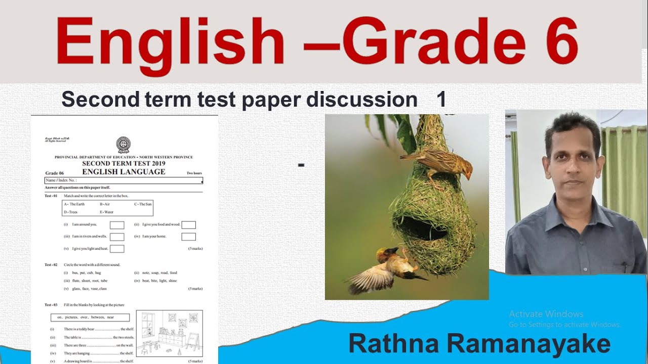 English - Grade 6 - Second Term Test paper discussion