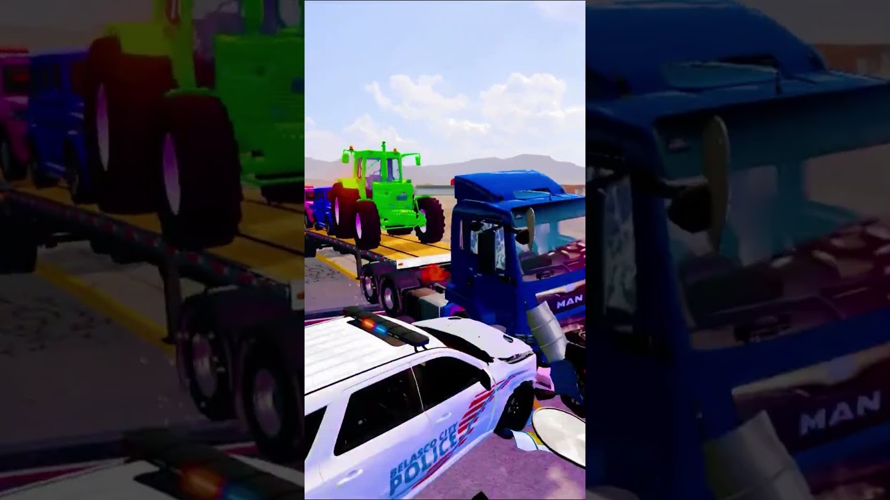 Superhero Flatbed Truck Crash Test 💥  BeamNG Shorts