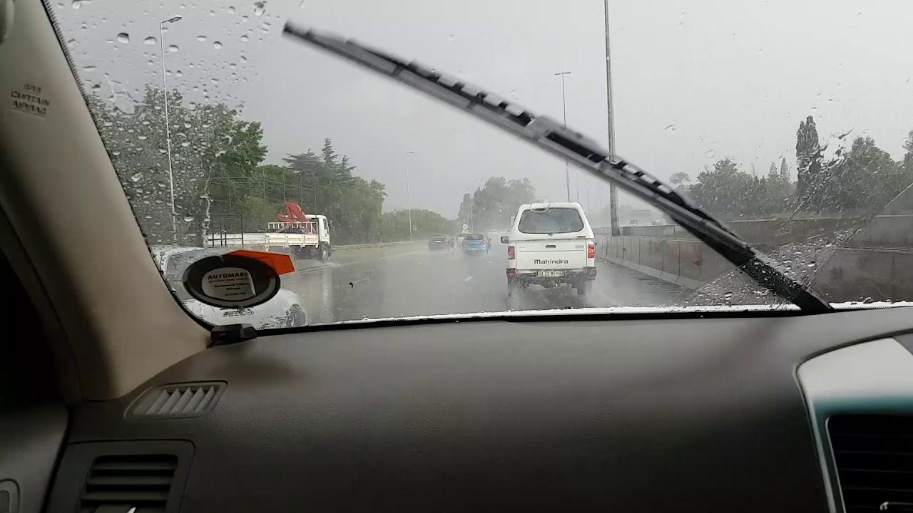 Driving through heavy rain with a toyota prado 2004