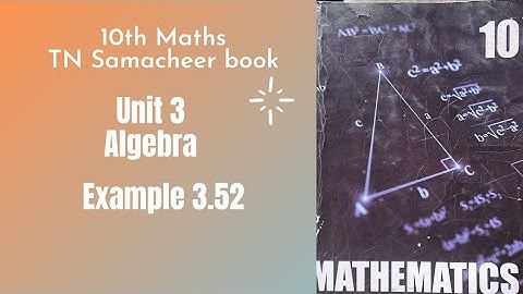 10th Maths Graph|| Tamil Nadu Syllabus|| Unit 3 Algebra|| Example 3.52|| Graph
