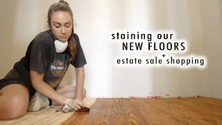 staining our hardwood floors & estate sale shopping! | XO, MaCenna Vlogs