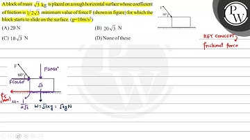 A block of mass \( \sqrt{3} \mathrm{~kg} \) is placed on a rough horizontal surface whose coeffi...