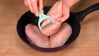 ❗️ A trick with the vegetable peeler! Great recipe with chicken breast, without oven.