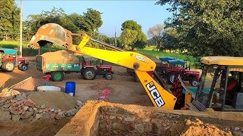 JCB 3dx machine loading mud in trolley with 5 Massey ferguson tractor।भाइयों राम -राम 🙏🙏।jcb video