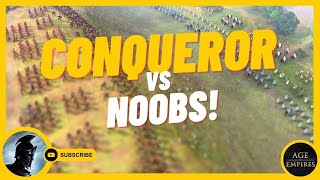 AOEIV | 1 Conqueror VS 4 Bronze | The Power Of The Longbows