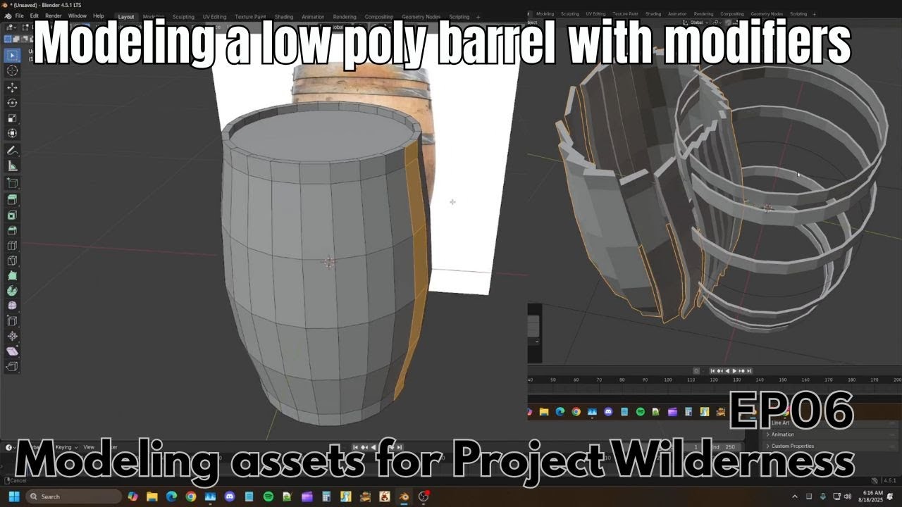 Modeling a Low Poly Barrel | Raptor X | Making My Game assets 006