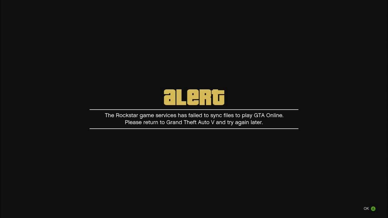 GTA 5 error '' The Rockstar game services has failed to sync files to