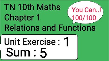 TN 10th Maths Relations and Functions Unit Exercise 1 Sum 5