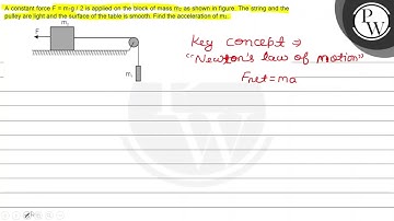 A constant force \( F=m_{1} g / 2 \) is applied on the block of mas...