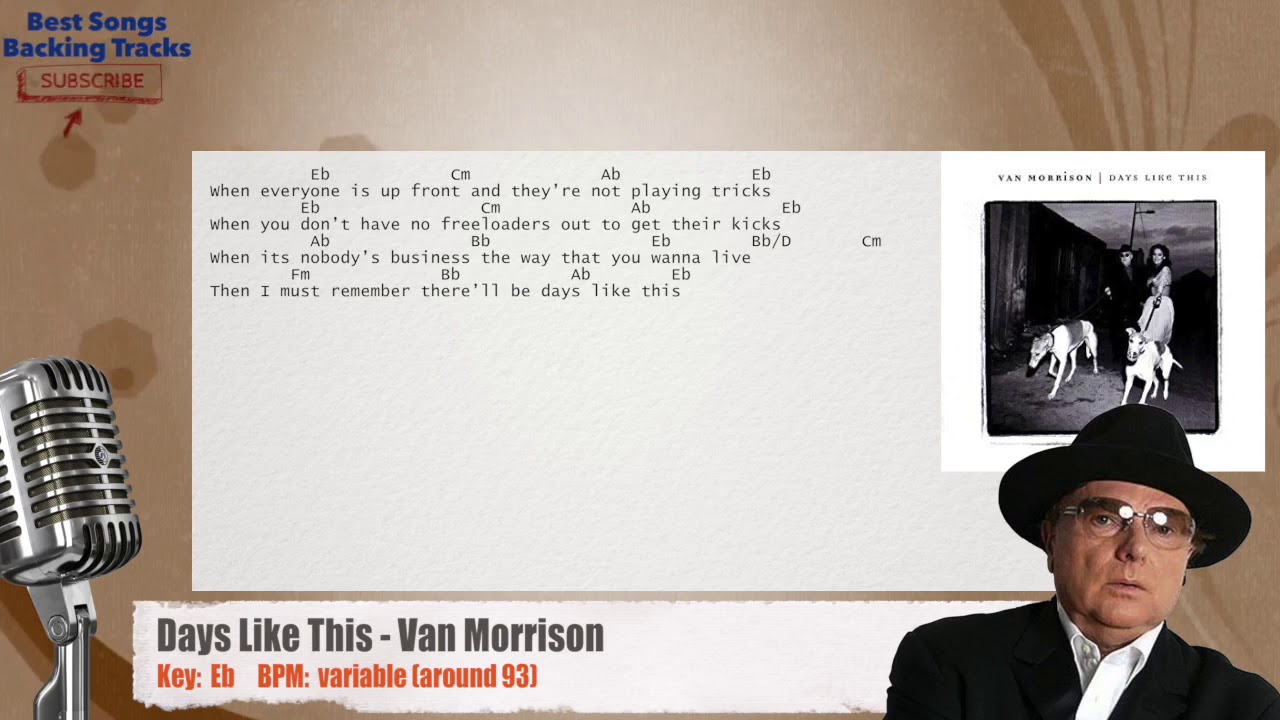 🎙 Days Like This - Van Morrison Vocal Backing Track with chords and lyrics - YouTube
