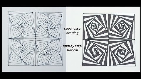 Spiral Square Pattern - Geometric Square Pattern - Abstract Drawing - Straight Line Illusion Drawing