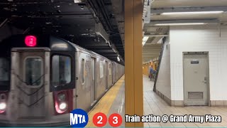 IRT Eastern Parkway Line: R142 (2) & R62 (3) Train action @ Grand Army Plaza.