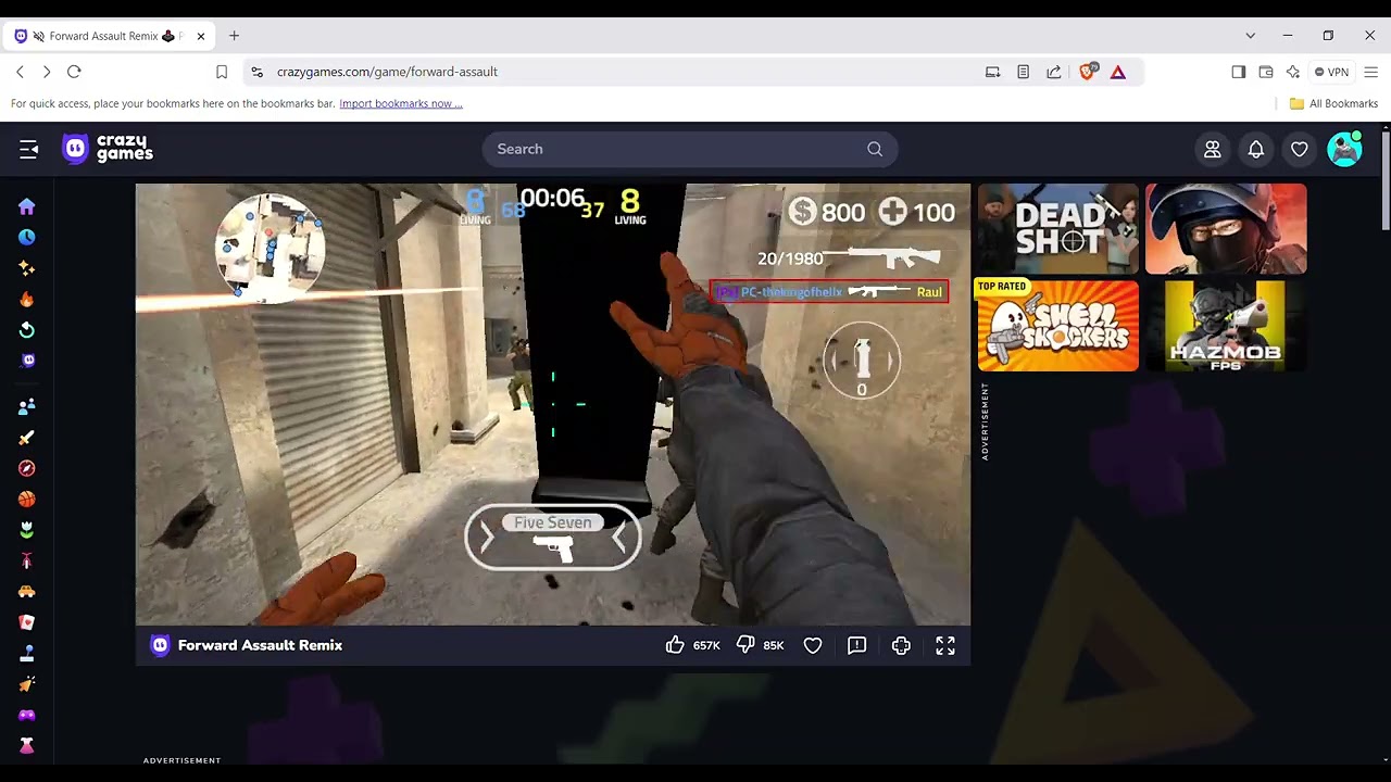 Forward Assault Remix 🕹️ Play on CrazyGames   Brave 2024 11 23 13 15 43