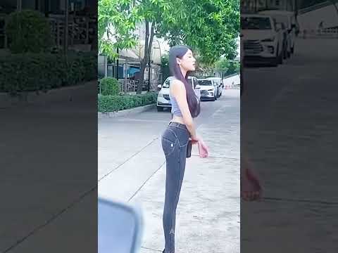 Beautiful And Slender Asian Woman Walking Down The Street | #beautiful #slender #asian #woman #4k