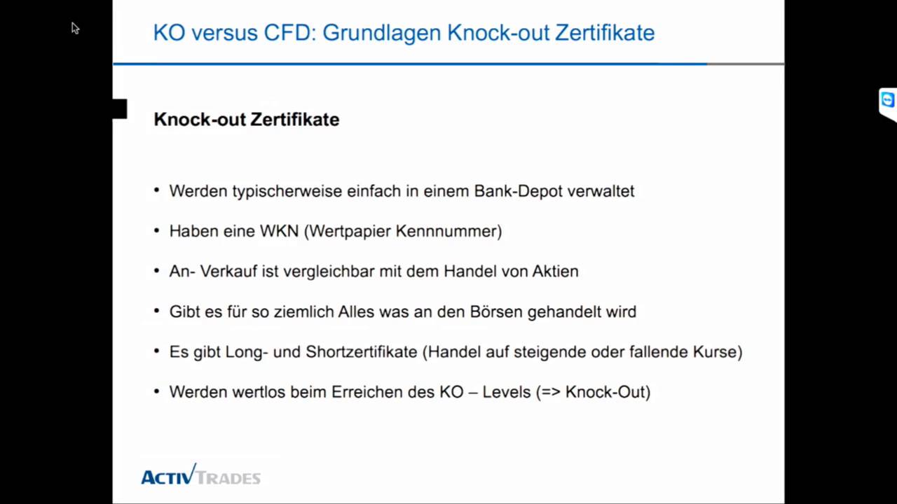 Knock Out Zertifikate Vs Cfd S Was Eignet Sich Besser Fur Das Trading Youtube