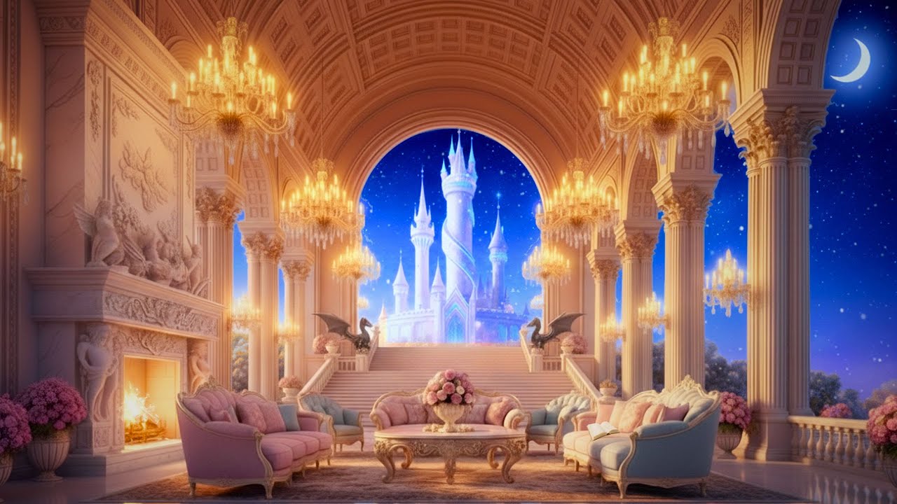 Crackling Fireplace 🔥 Cozy Palace Night | Real Fire Sounds | NO MUSIC | Relax & Sleep