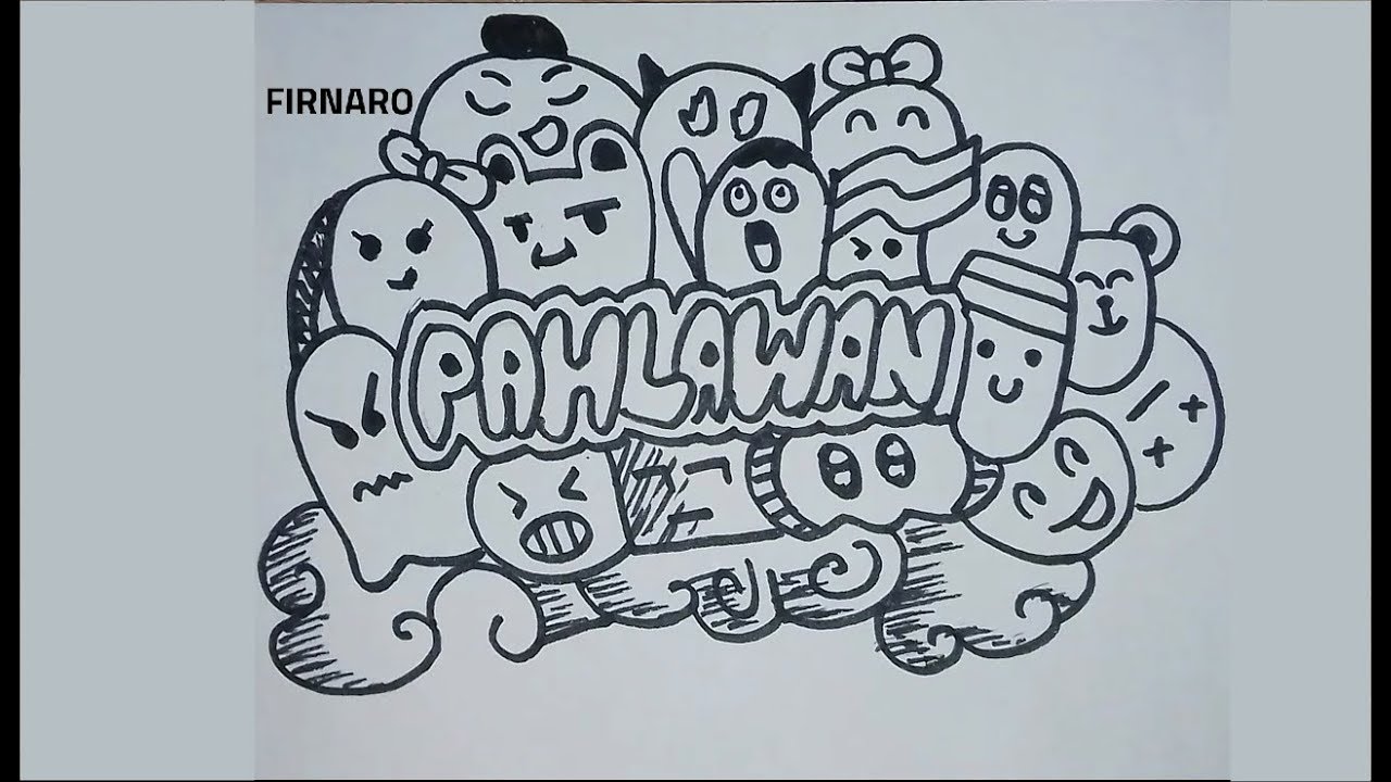 How To Draw Doodle Art Name " Pahlawan " | Cara Menggambar Doodle Art Nama " Pahlawan " - Youtube