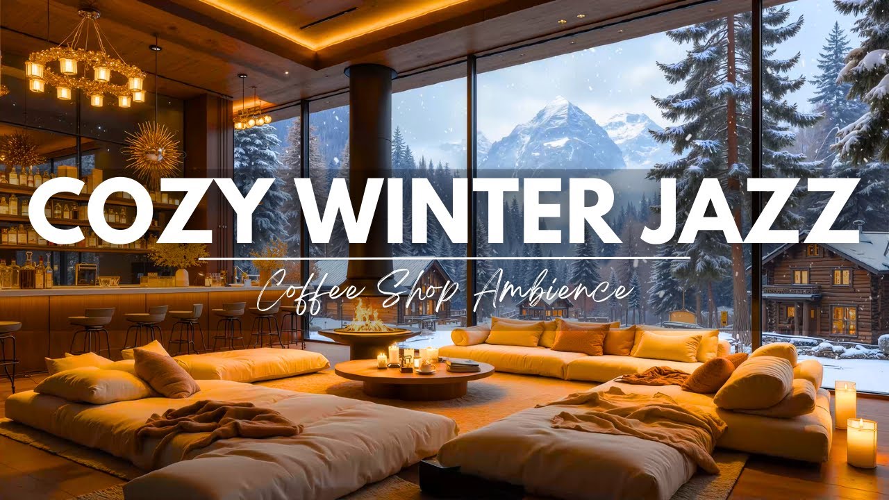 Cozy Winter Jazz Instrumental 🎄 Living Room Ambience & Crackling Fireplace for Work and Study