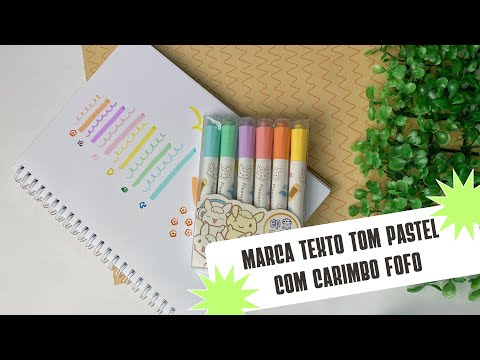 Marca Texto Tom Pastel com Carimbo 6 Cores- Importado