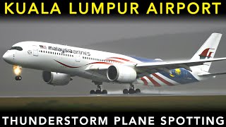 : THUNDERSTORM Plane Spotting at KUALA LUMPUR AIRPORT  - SCARY Go arounds & landing