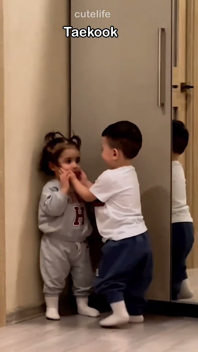 Jk kid flirty with baby Tae @CuteLife  #shorts