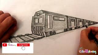 كيف ترسم قطار بشكل احترافي بطريقة سهلة جدا مع صوت القطار السريع الذي أحبه جدا / How to draw a train