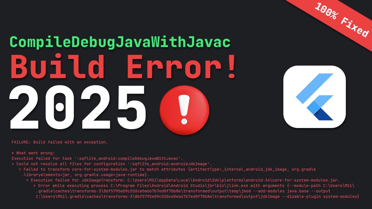Fix "sqflite_android:compileDebugJavaWithJavac" Error | Flutter Android Build Failed Solution 2025