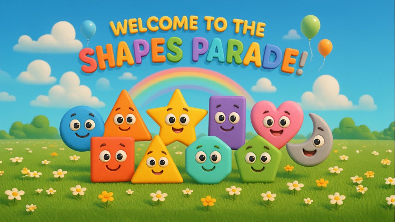 Shapes Parade Song for Kids Learn Shapes with Fun and Cute Characters ...