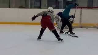 Practicing breakaways from the boards with backcheck pressure