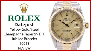 ▶Rolex Datejust 36mm Yellow Gold/Steel Champagne Dial Gold Bezel & Jubilee Bracelet - REVIEW 16013