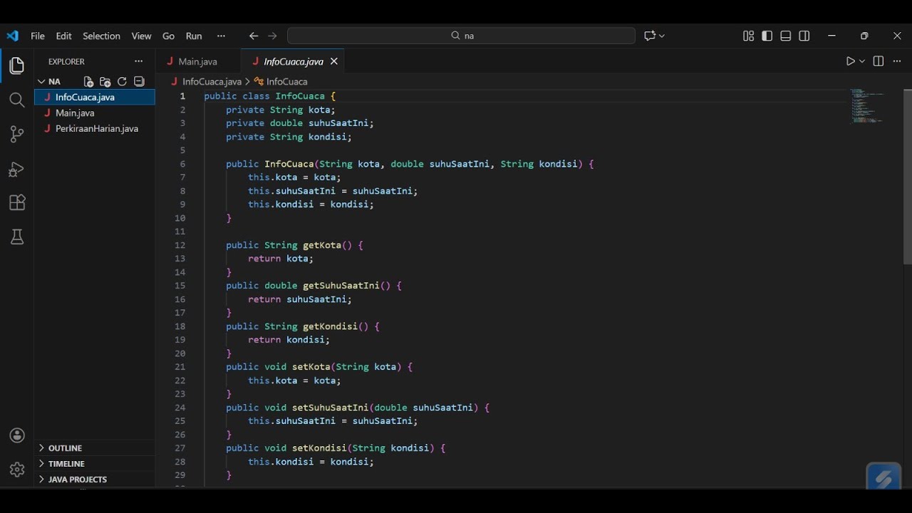 Pemrograman JAVA|Menerapkan Konsep OOP pada program cuaca - YouTube