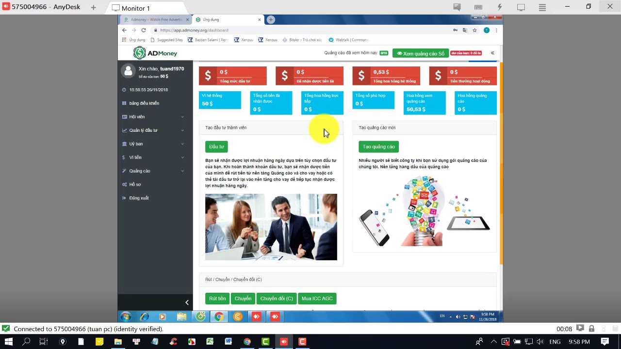 KIẾM MIỄN PHÍ 50$ VỚI ADMONEY.ORG CHUYỂN ĐẦU TƯ