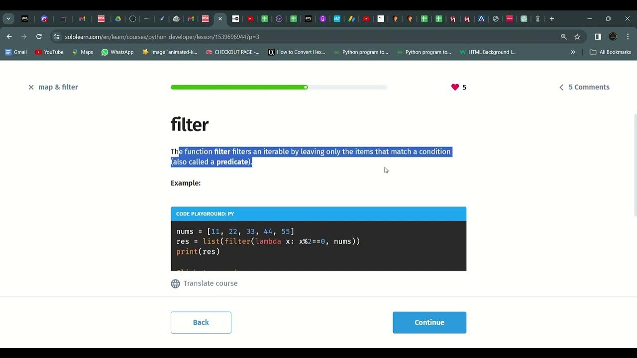 86 map & filter | Python Developer | Sololearn - YouTube